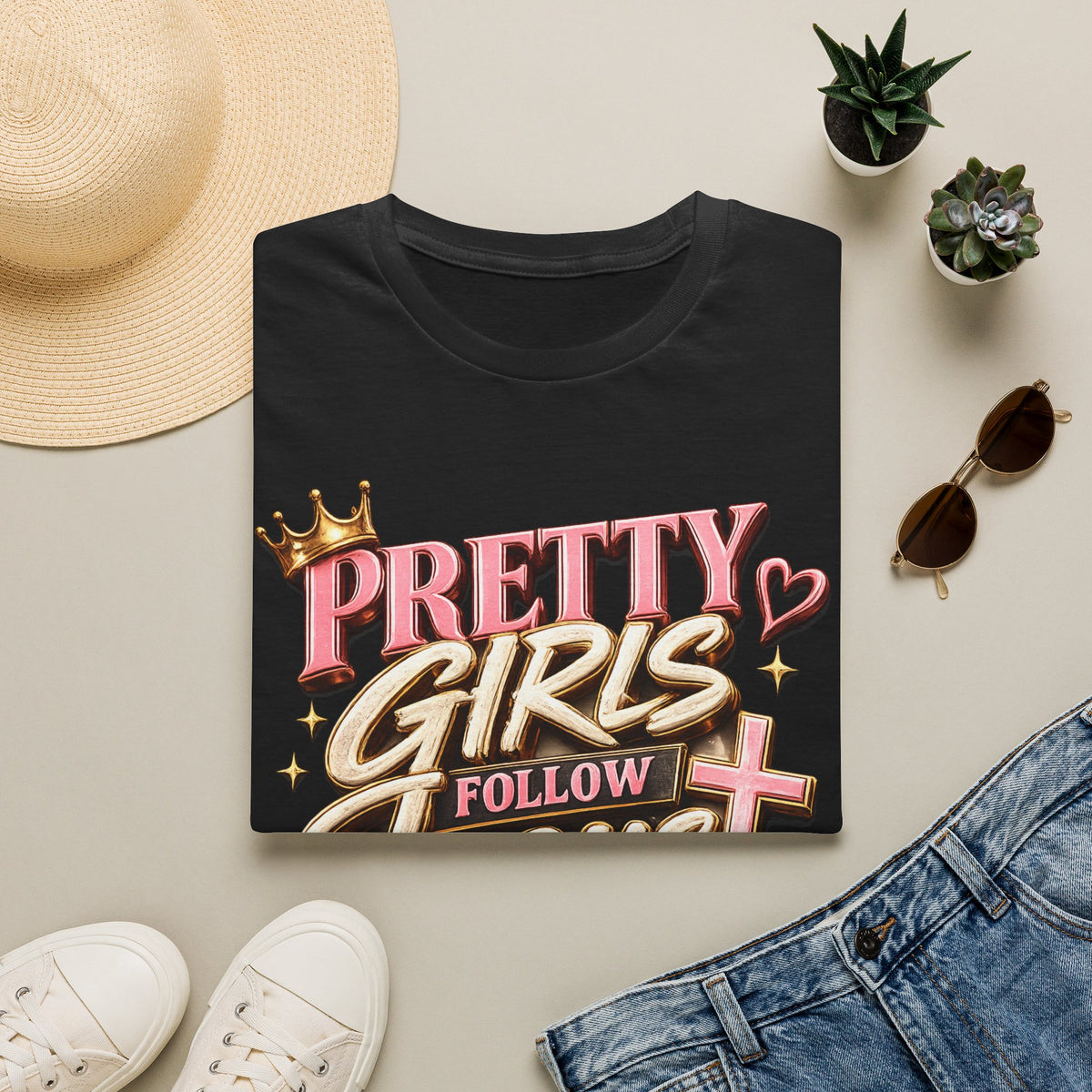 Pretty Girls Follow Jesus T-Shirt — Christian Faith Tee for Women