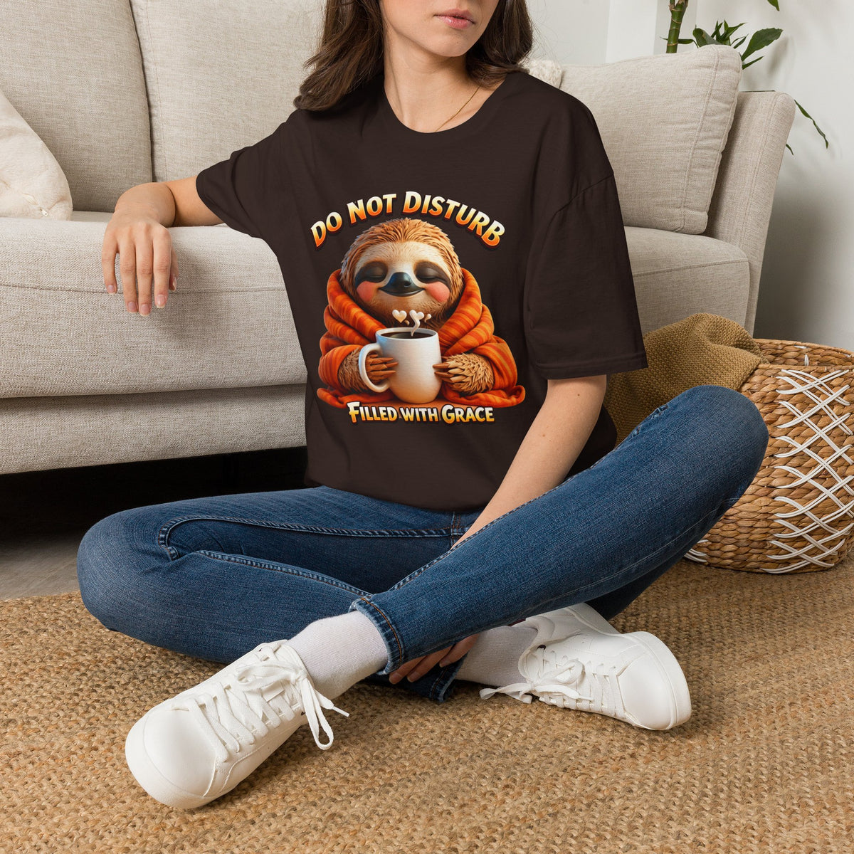 Do Not Disturb Sloth T-Shirt — Cozy 'Filled With Grace' Graphic Tee