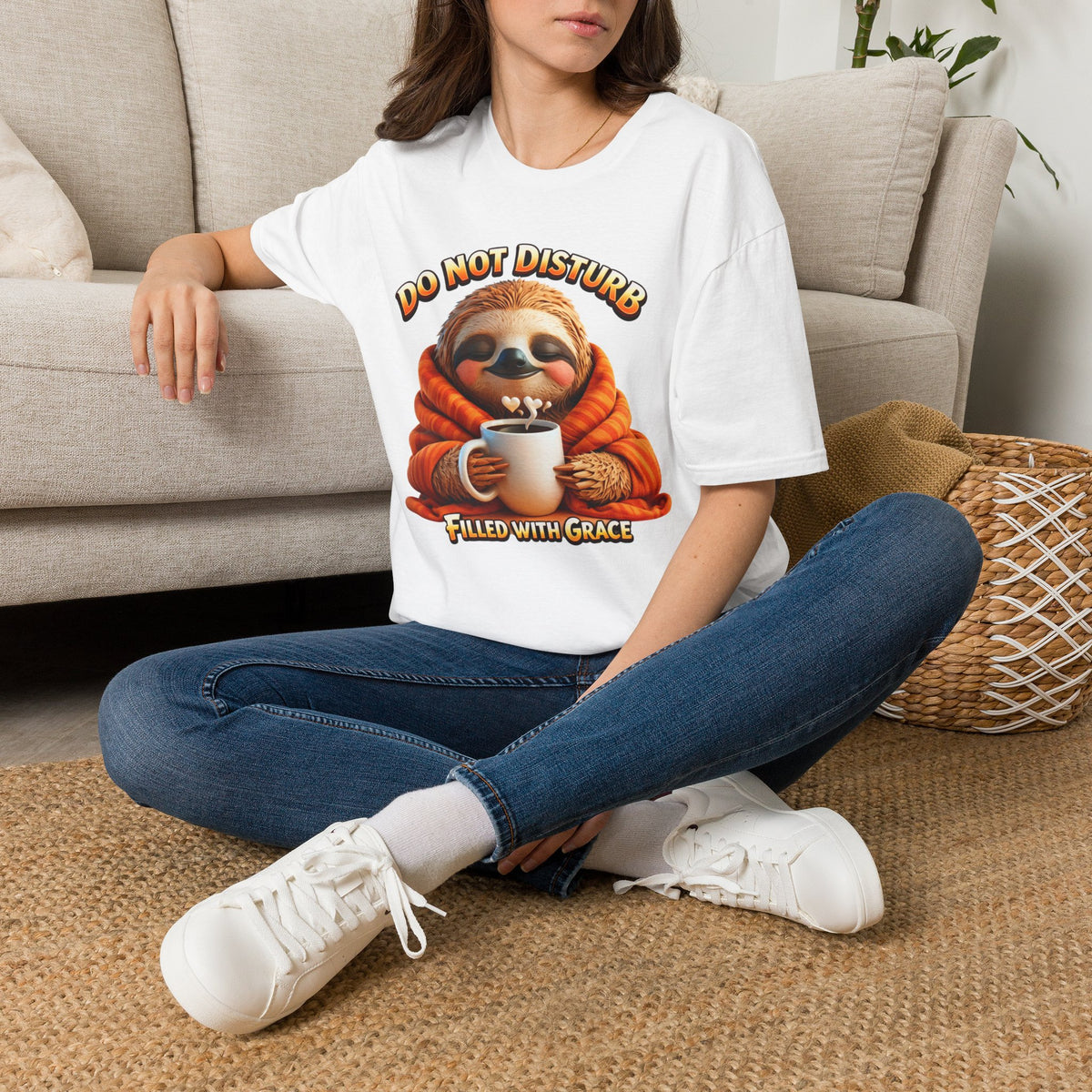Do Not Disturb Sloth T-Shirt — Cozy 'Filled With Grace' Graphic Tee