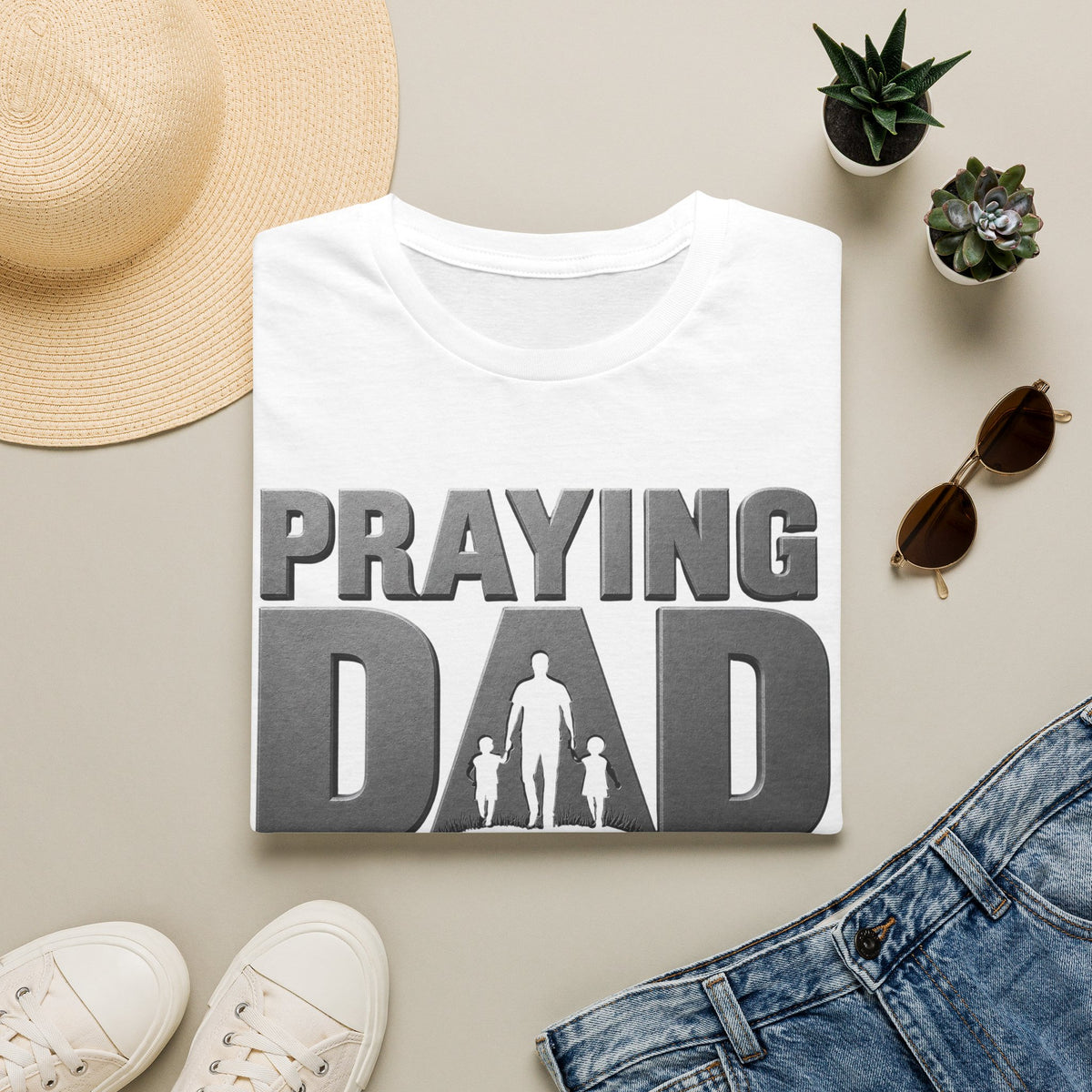 Praying Dad™ Christian T-Shirt | Faith-Based Father's Shirt | Christian Dad Gift