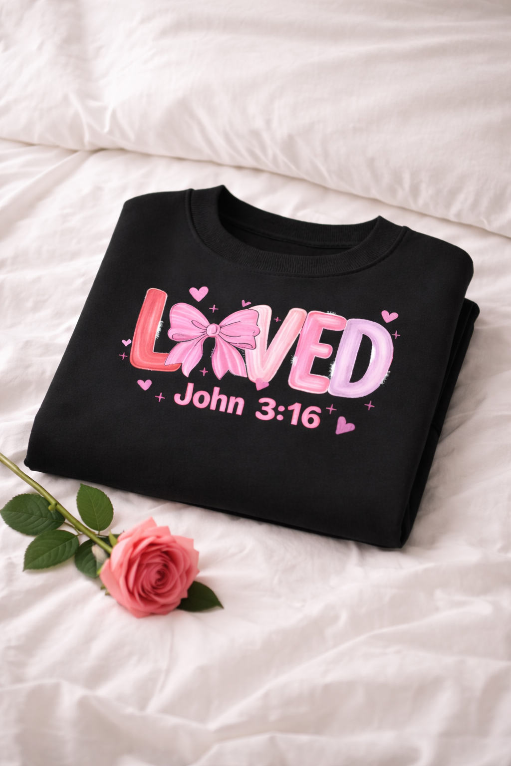 Loved John 3:16 Valentine Sweatshirt | Christian Women’s Faith Crewneck