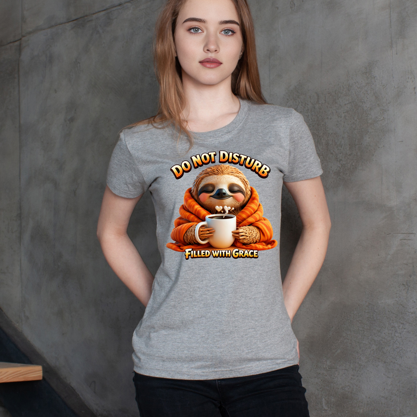 Do Not Disturb – Filled With Grace Christian Sloth T-Shirt | Faith-Based Graphic Tee | Cozy Inspirational Shirt