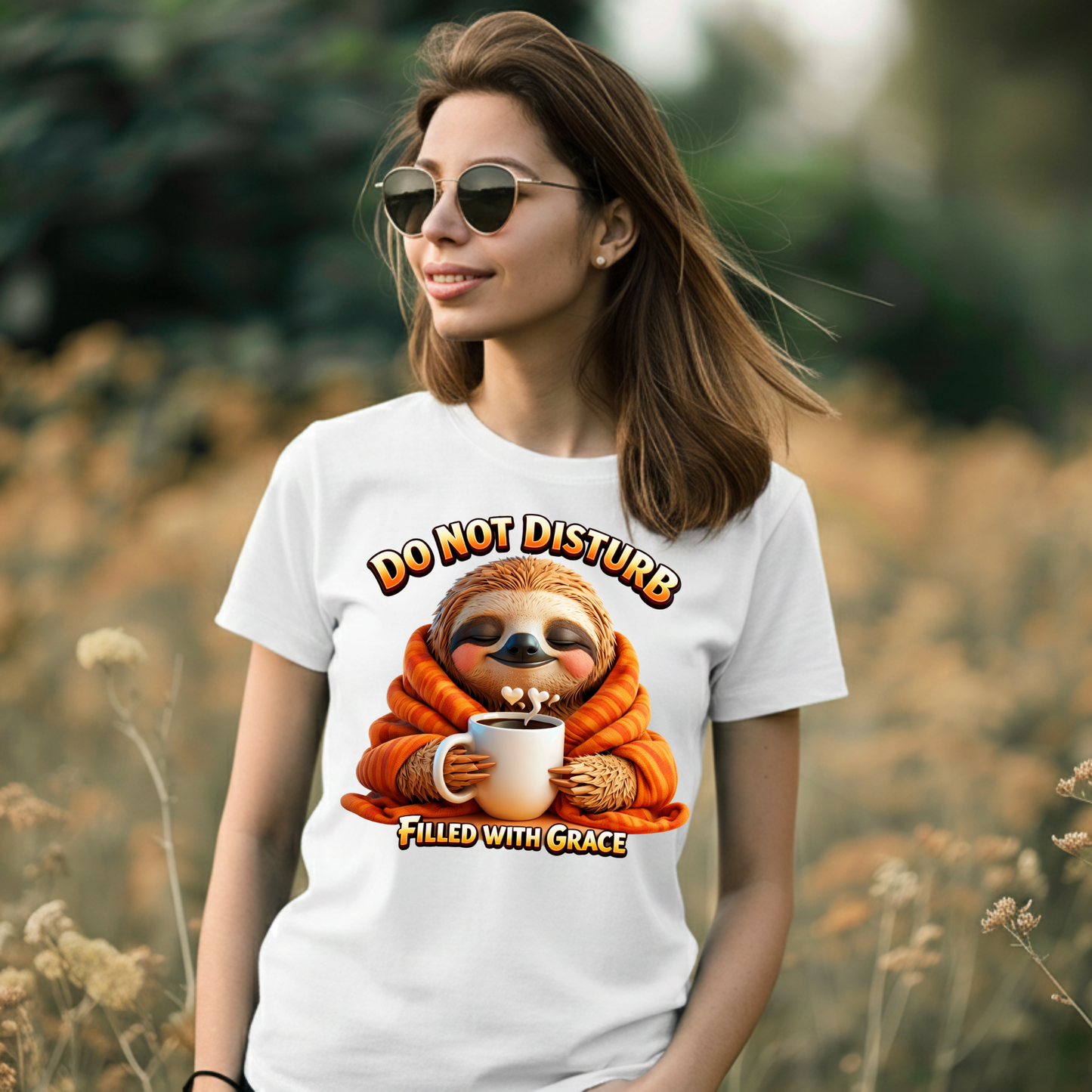 Do Not Disturb – Filled With Grace Christian Sloth T-Shirt | Faith-Based Graphic Tee | Cozy Inspirational Shirt