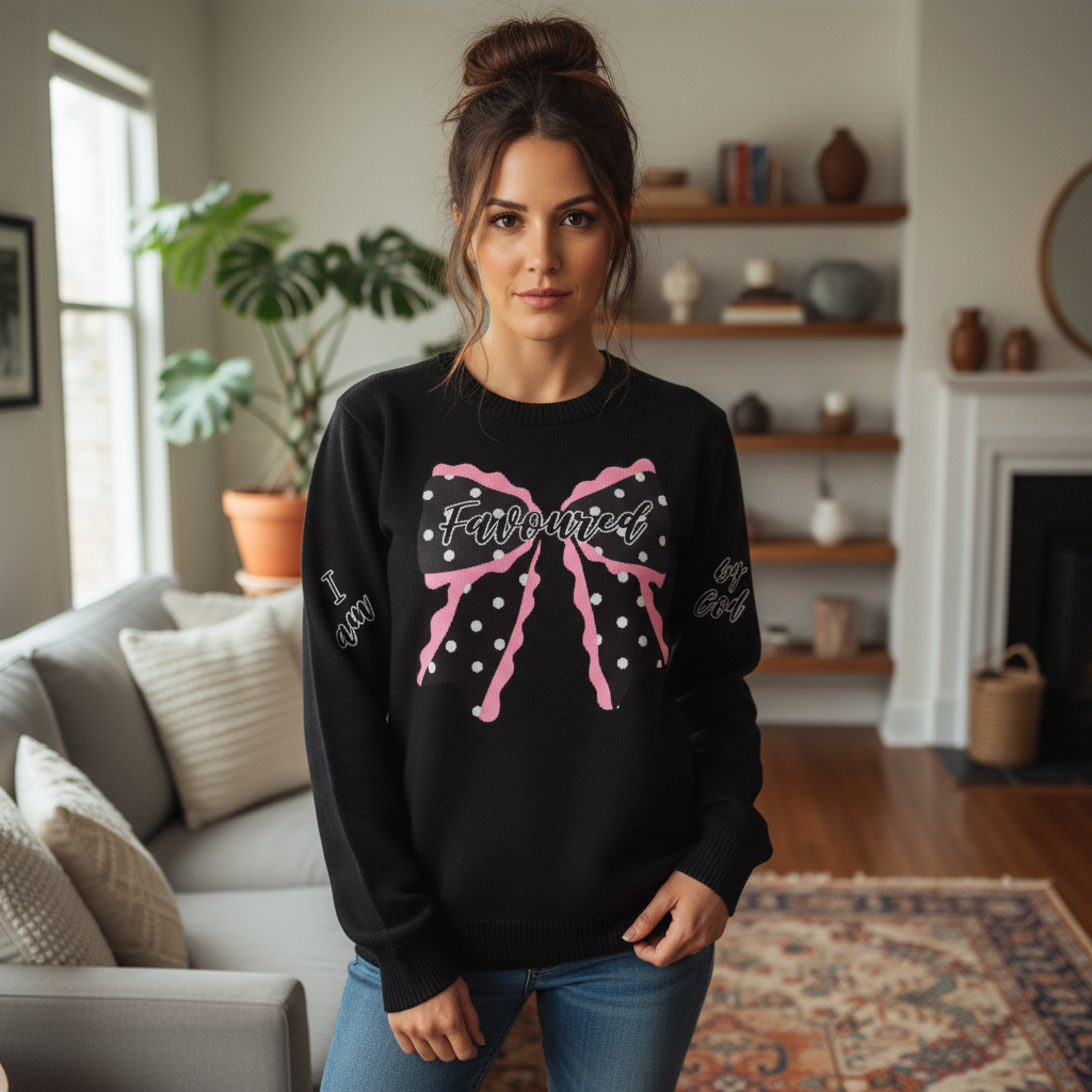 God’s Favourite Bow Crewneck | Faith-Based Women’s Sweater